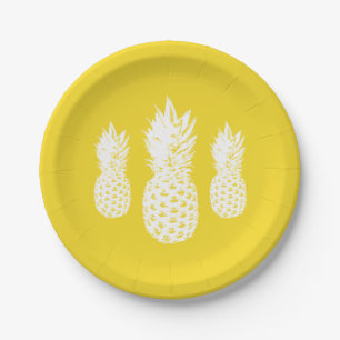 Custom tropical pineapple fruit paper party plates