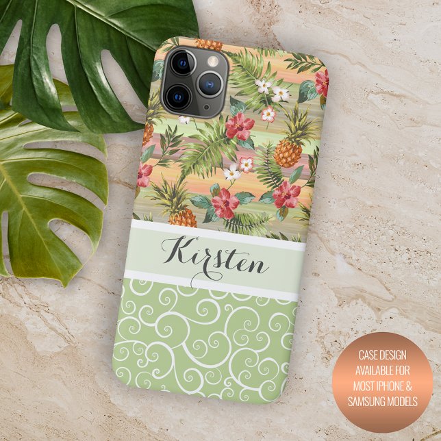 Custom Tropical Pineapples Colourful Floral Patter Case-Mate iPhone Case (Creator Uploaded)