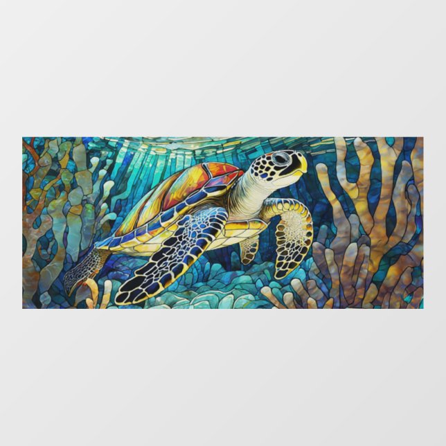 Custom Tropical Sea turtle Stained glass art Window Cling (Sheet)