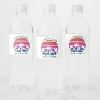 Custom Tropical Sunset Pink Palm Tree Beach Party