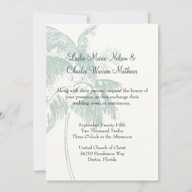 Custom Tropical Wedding Invitation (Front)
