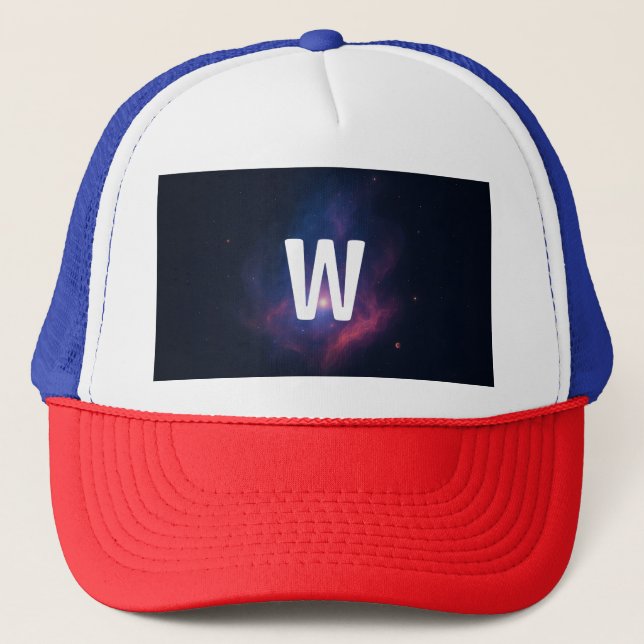 Custom Trucker Hat with Glowing Galaxy Initial (Front)