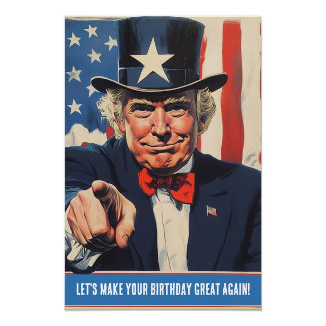 Custom Trump Funny Message for Happy 50th Birthday Poster (Front)