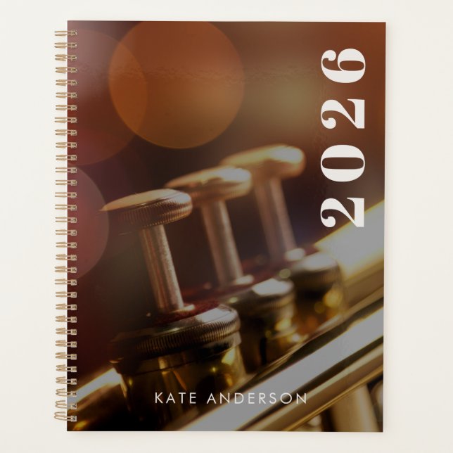 Custom Trumpet Musician Modern Yearly 2026 Planner (Front)