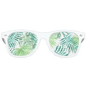 Custom, turquoise and green tropical palm leaves: retro sunglasses