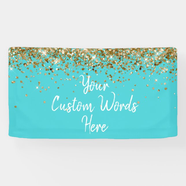 Custom Turquoise Blue Birthday Party Photo Booth Banner (Horizontal)