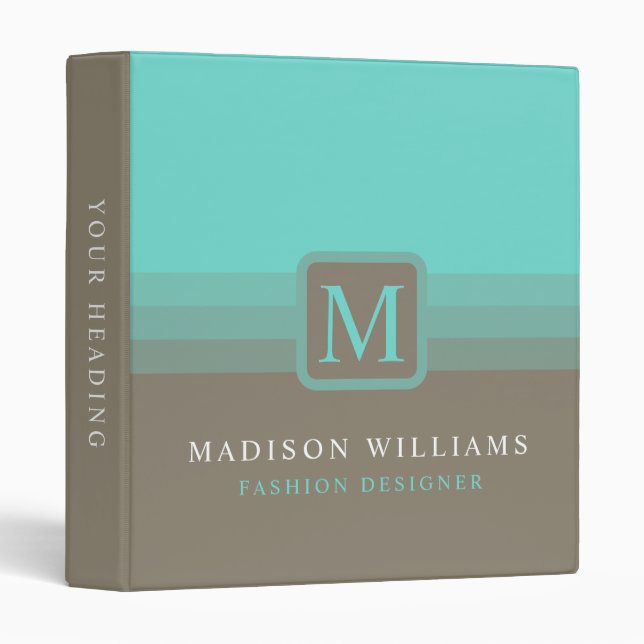 Custom Turquoise Blue Dark Grey Colour Block Binder (Front/Spine)