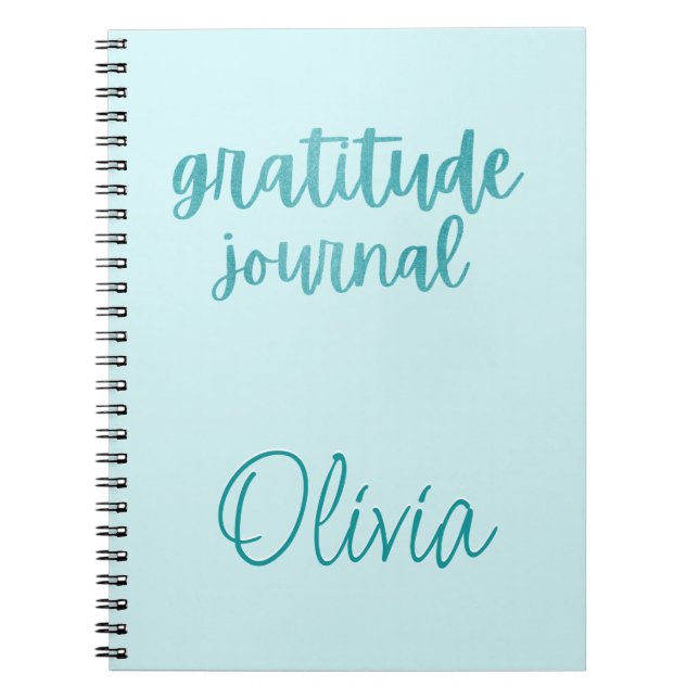 Custom Turquoise Faux Teal Foil Gratitude Journal (Front)