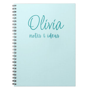 Custom Turquoise Faux Teal Foil Notes & Ideas Notebook