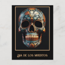 Custom Turquoise Gold Día de los Muertos Skull