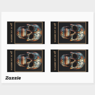 Custom Turquoise Gold Día de los Muertos Skull Sticker