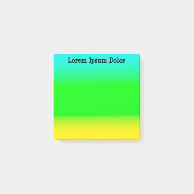 Custom Turquoise, Green, and Yellow Post-it Notes (Front)
