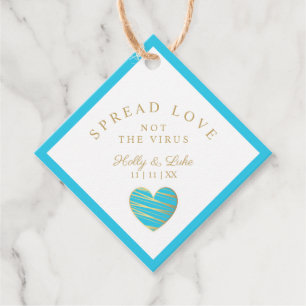 Custom Turquoise Heart Wedding Sanitizer Hands Favour Tags