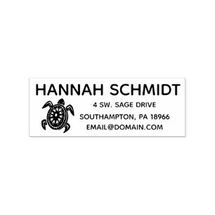 Custom Turtle Hand Draw Name Rubber Stamp