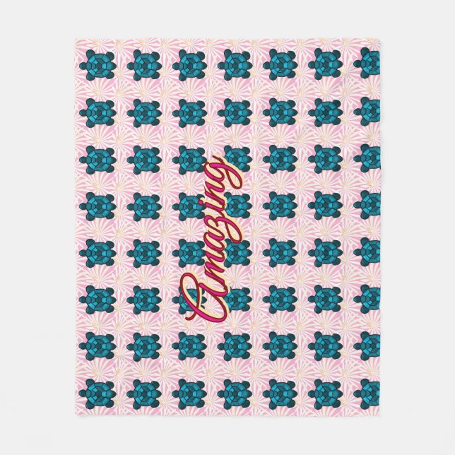 Custom turtle pattern Sherpa Blanket (Front)