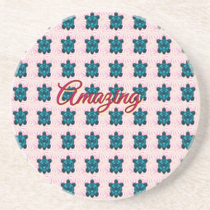 Custom turtle pattern Sherpa Blanket Coaster