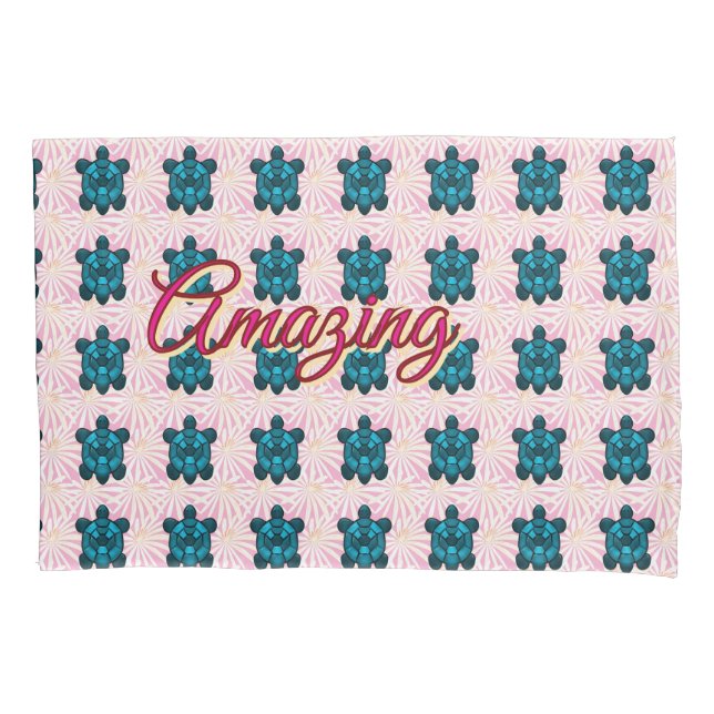 Custom turtle pattern Sherpa Blanket Pillowcase (Front)