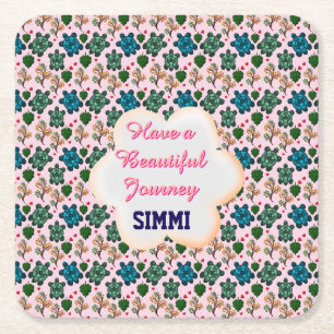 Custom turtle pattern  square paper coaster