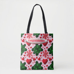 Custom turtle pattern  wrapping paper tote bag