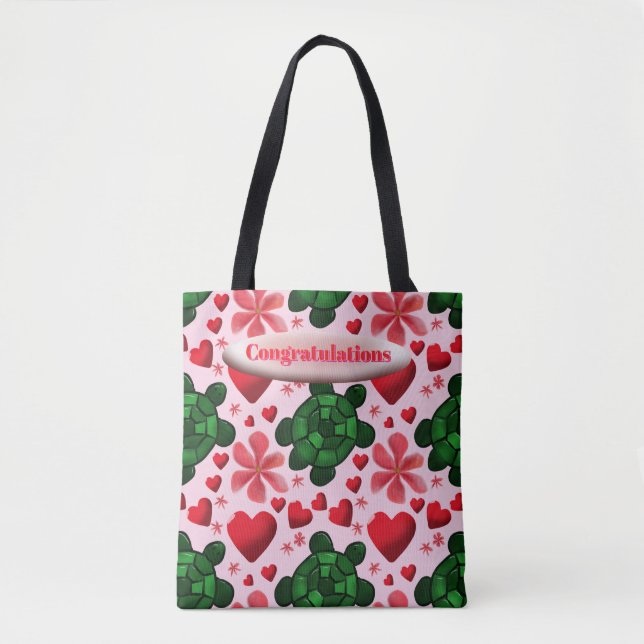 Custom turtle pattern  wrapping paper tote bag (Front)