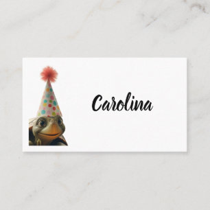 Custom turtle with party hat place setting card