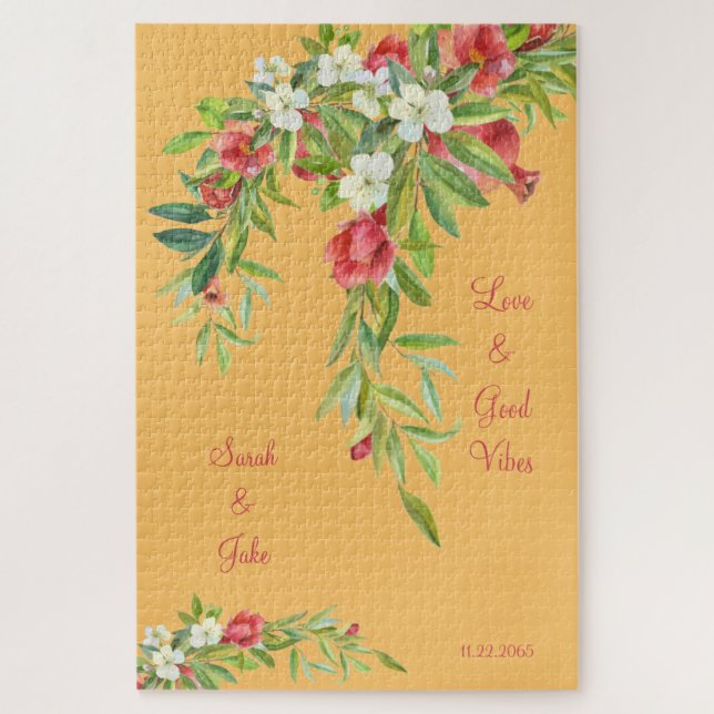 Custom Tuscan Wedding Couple Love & Good  Jigsaw Puzzle (Vertical)
