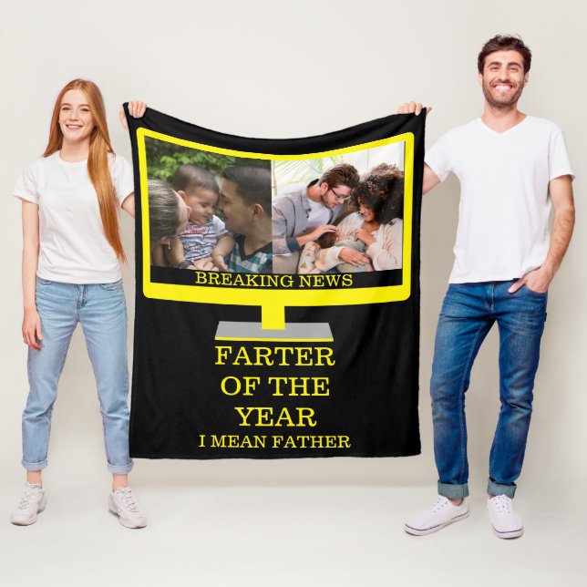 Custom TV farter of the year funny dad 2 photo Fleece Blanket (In Situ)