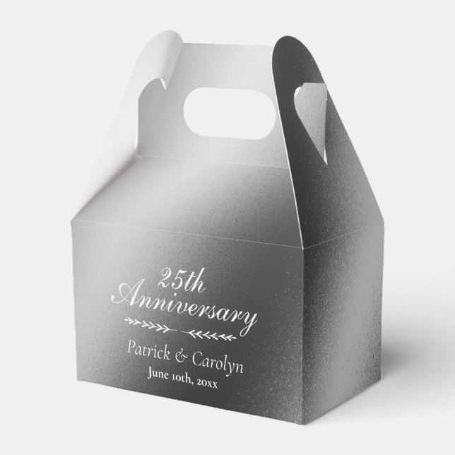 Custom Twenty-Fifth  Anniversary Silver Favor Box (Front Side)