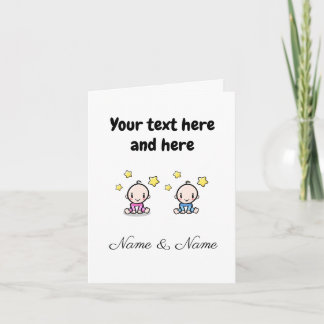 Custom Twin Babies Congratulations, Girl & Boy  Card