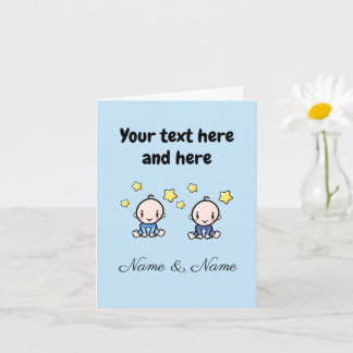 Custom Twin Baby Boys Congratulations w. Names,  Card