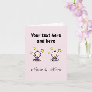 Custom Twin Baby Girls Congratulations w. Names, Card