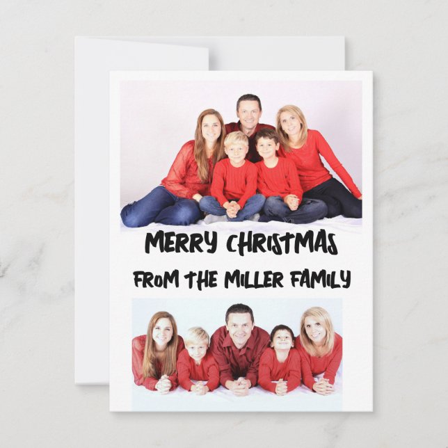CUSTOM TWO 2 PHOTO FLAT CHRISTMAS CARD (Front)