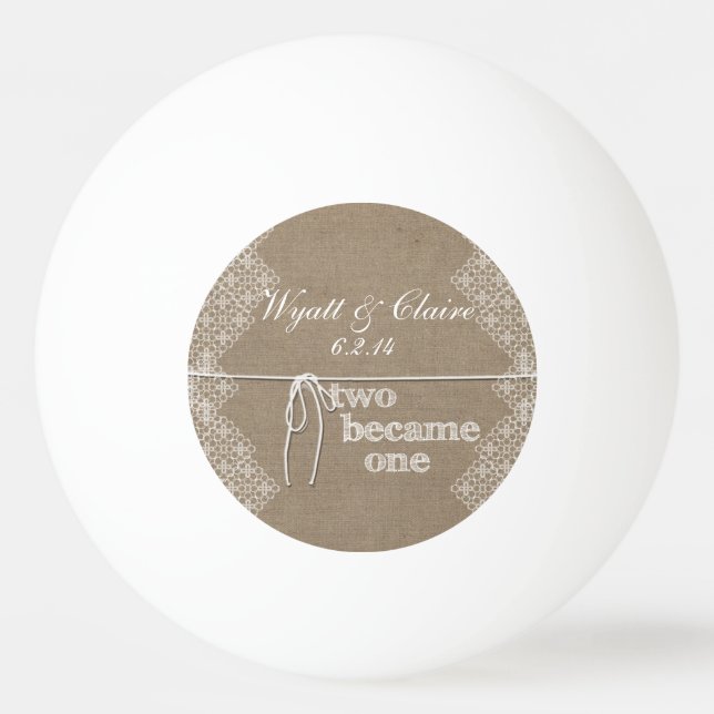 Custom Two Became One Wedding Ping Pong Ball (Back)