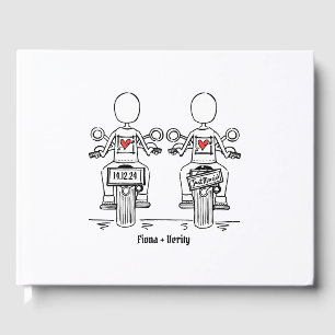 Custom Two Brides Biker Motorcycle Evening Wedding Guest Book