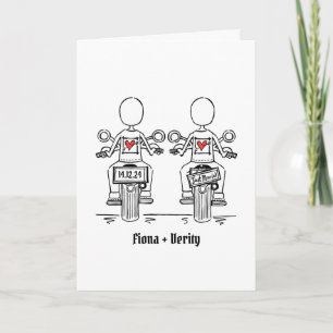 Custom Two Brides Biker Motorcycle Evening Wedding Invitation
