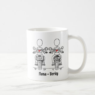 Custom Two Brides Biker Motorcycle Wedding Coffee Mug