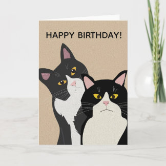 CUSTOM Two Cats Happy Birthday  Card