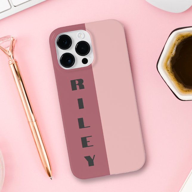 Custom Two Colour Block Rose Gold Blush Big Name iPhone Case (Creator Uploaded)