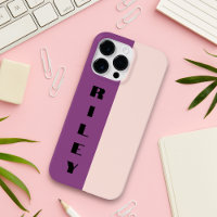 Custom Two Colour Block Rose Pink Purple Big Name
