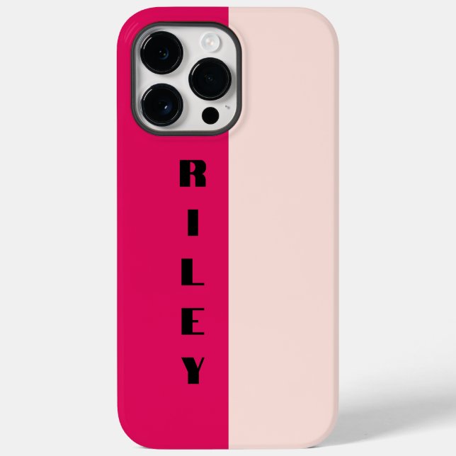 Custom Two Colour Block Rose Raspberry Big Name Case-Mate iPhone Case (Back)