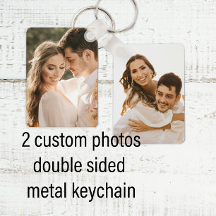Custom two couple photo double sided aluminium  keychain