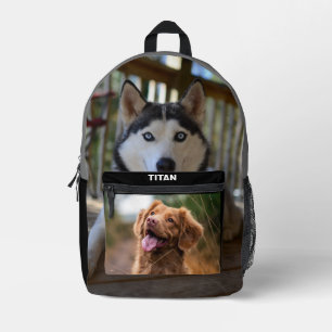 Custom Two Dog Photo All Over Simple Printed Backpack