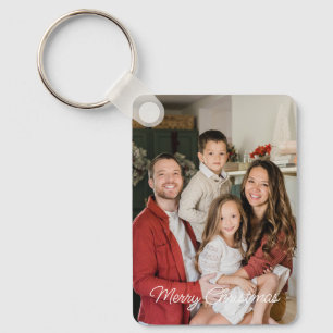 Custom Two Family Photo Double Sided Christmas Keychain