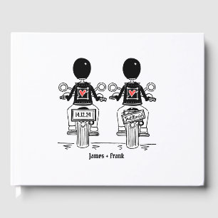 Custom Two Grooms Biker Motorcycle Wedding Guest Book