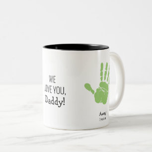 Custom Two handprints We love you, Daddy!  Mug