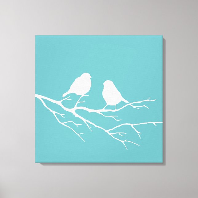 Custom Two Little White Sparrow Birds Silhouette Canvas Print (Front)