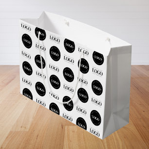 Custom Two Logo Step and Repeat Business Colmpany Large Gift Bag