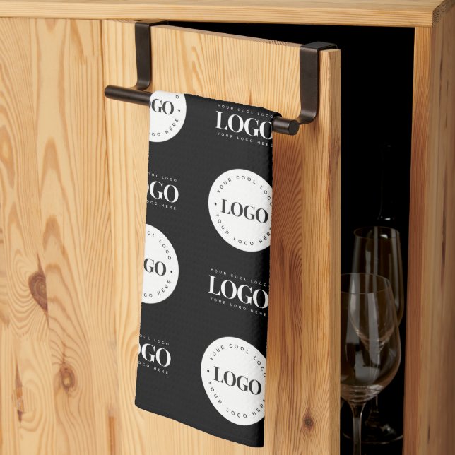 Custom Two Logo Step and Repeat Business Company  Kitchen Towel (Thirds Fold)