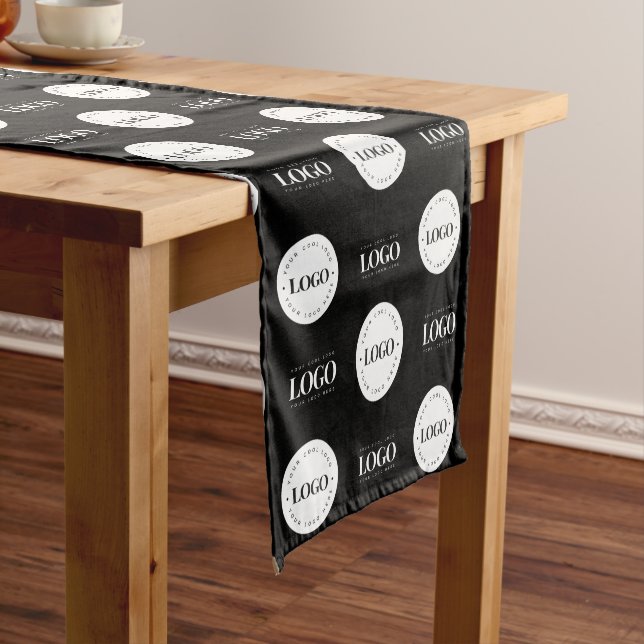 Custom Two Logo Step and Repeat Business Company Short Table Runner (In Situ)