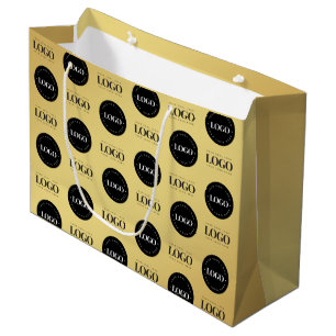 Custom Two Logo Step Repeat Business Gold Gradient Large Gift Bag